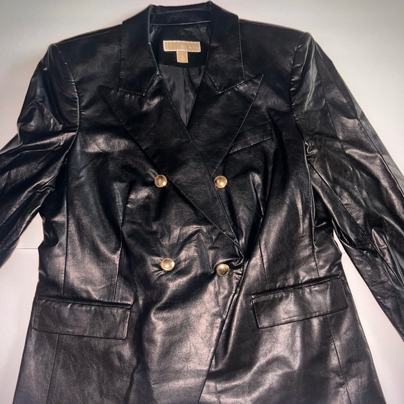 Micheal Michael Kors Leather Double breasted Black Blazer New W/out tags - Picture 5 of 8